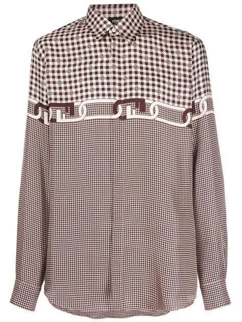 fendi gingham dress shirt|FENDI gingham.